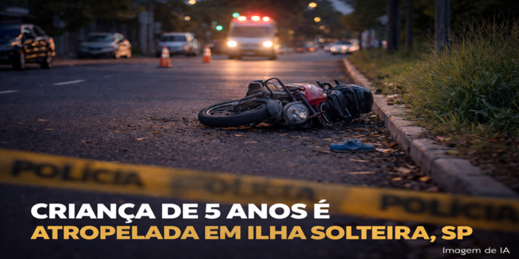 Criança de 5 anos é atropelada por motociclista que fugiu sem prestar socorro em Ilha Solteira